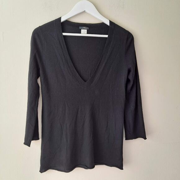 J. Crew Black V-neck 100% Cashmere Long Sleeve Sweater - S - Picture 3 of 11
